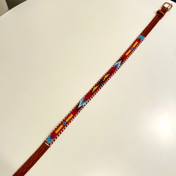 Beaded leather southwestern belt‎ - Picture 1 of 7